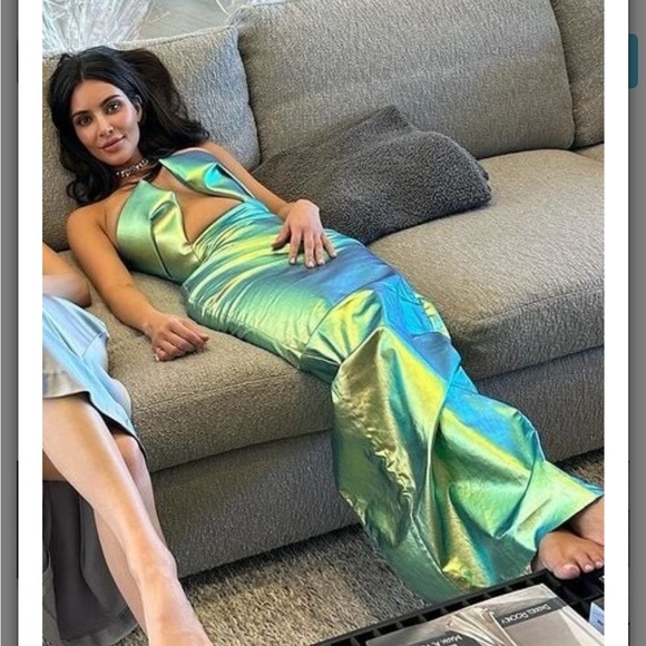 Rick Owen’s Prong Gown - Strapless Metallic Green Gown - Picture 1 of 7
